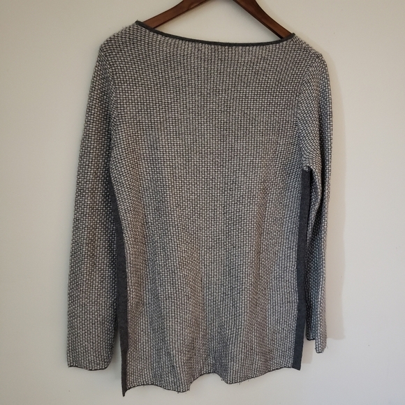 Nordstrom Collection Cashmere Sweatshirt Gray White Scoop Crewneck Size Small - Picture 10 of 11